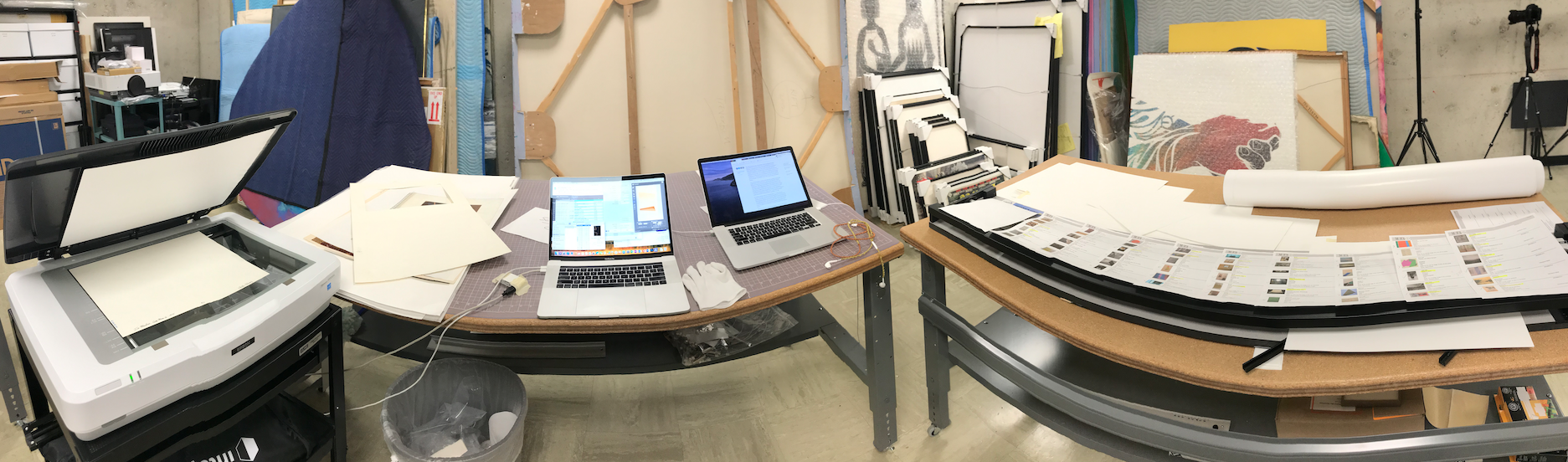 Work station for scanning Permanent Collections works.